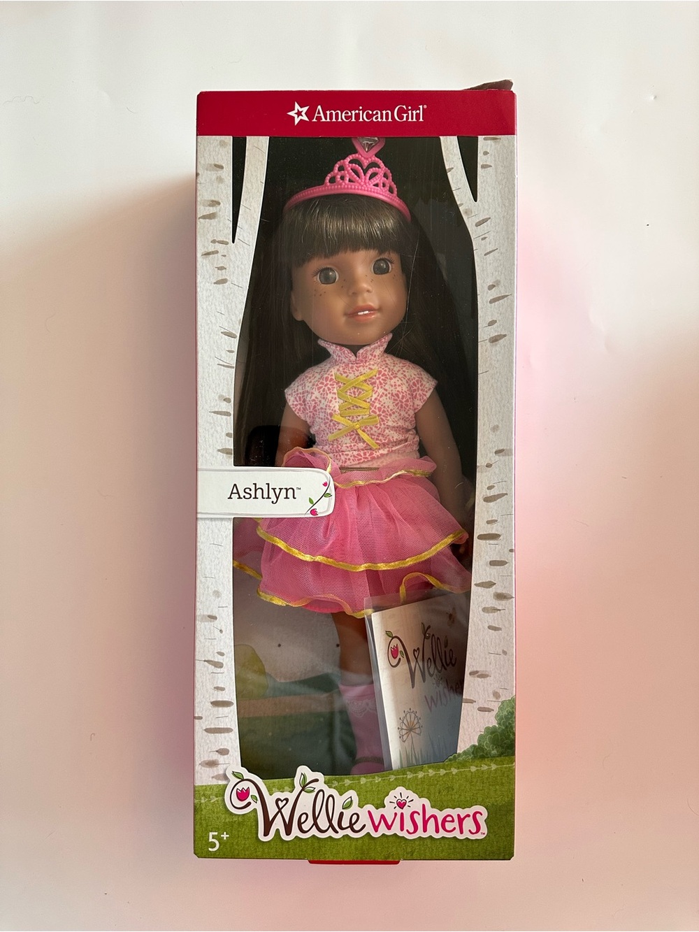 American Girl WellieWishers Ashlyn Doll - Pink Dress, Gold Trim & Pink Tiara